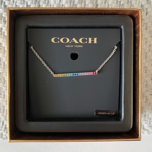 Coach Rainbow Bar Necklace NWT 16 In. Silver Chain
